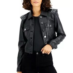 NWT!! Bar III Black Faux Leather Jacket with Silver Studs
